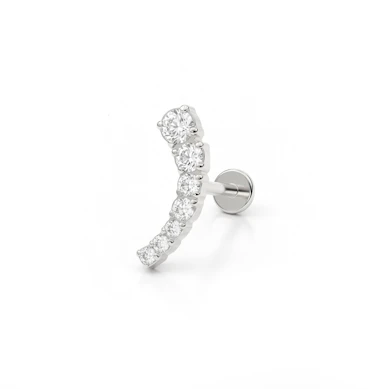 Labret push-in in titanio con top curvo e pietre