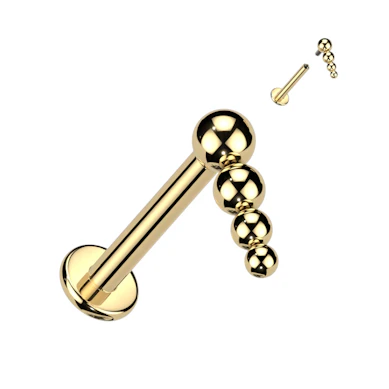 Labret in titanio con filettatura interna e palline a cascata