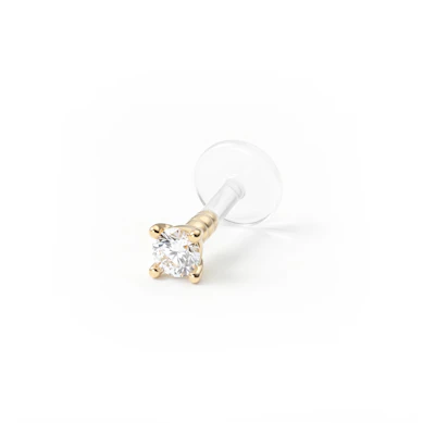 Labret con barra in bioplastica e top in oro 14K