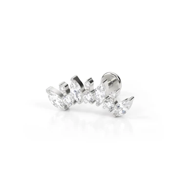 Labret in titanio con pietre rotonde e taglio marquise