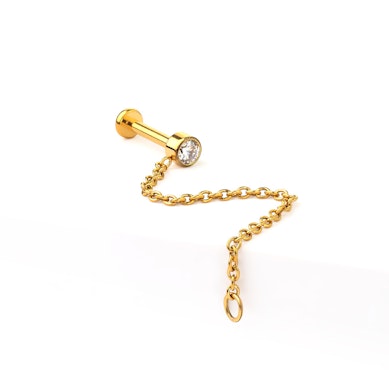 Labret in titanio con pietra e catenella