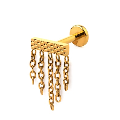 Labret con top rettangolare e catenelle