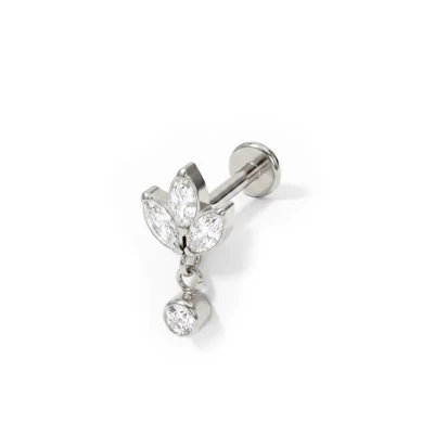 Labret in titanio con fiore di loto e pietra pendente