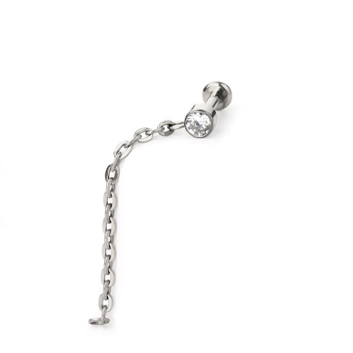 Labret in titanio con pietra e catenella pendente
