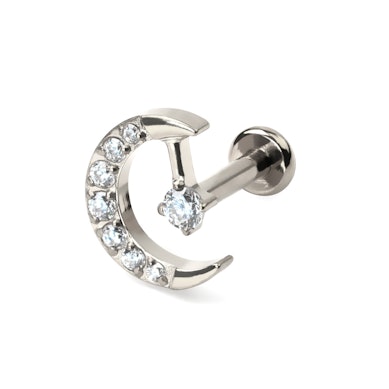 Labret in titanio con luna e stella