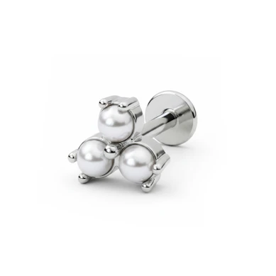 Elegante labret con trio di perle sintetiche