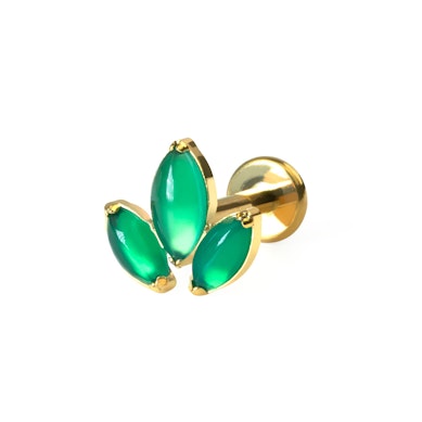 Labret in titanio con trio di pietre naturali taglio marquise