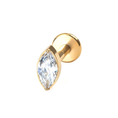 Labret in titanio con pietra marquise