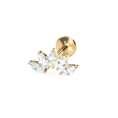 Labret dal top curvo in titanio con 5 pietre