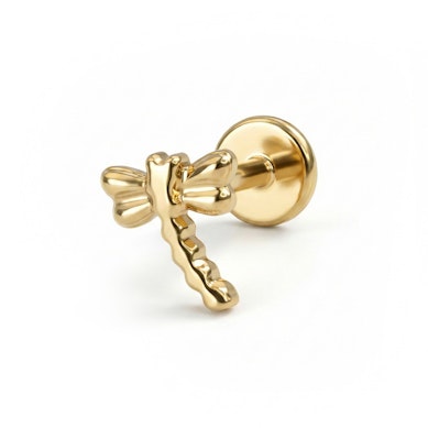 Labret in titanio con libellula