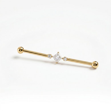 Barra industrial in titanio con pietra centrale quadrata