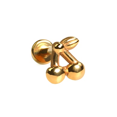 Labret flat back in titanio con ciliegie