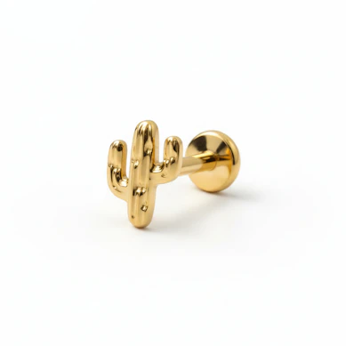 Labret in titanio con cactus