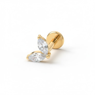 Labret in titanio con doppia pietra