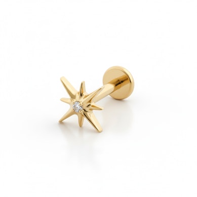 Labret a stella in titanio con pietra centrale