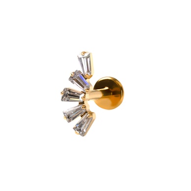 Labret in titanio con pietre taglio marquise