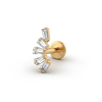 Labret in titanio con pietre taglio marquise