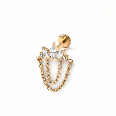 Labret in titanio con pietre e catene