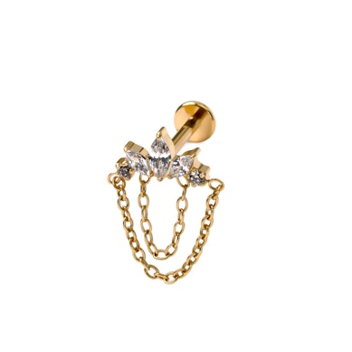 Labret in titanio con pietre e catene