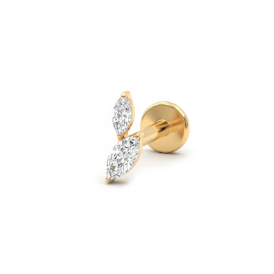 Labret in titanio con due pietre taglio marquise