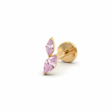 Labret in titanio con due pietre taglio marquise
