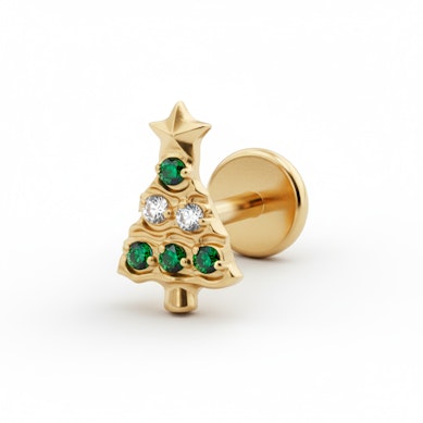 Labret in titanio con albero di Natale