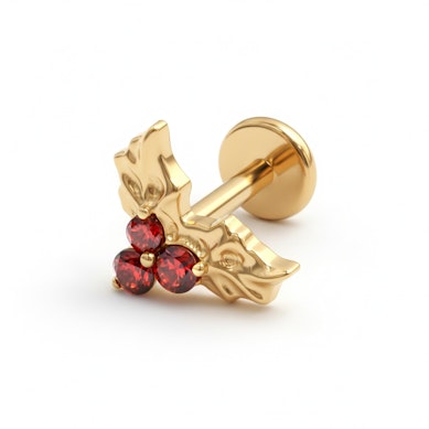 Labret in titanio con foglie natalizie