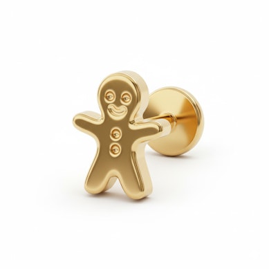 Labret in titanio con omino pan di zenzero
