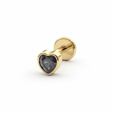 Labret in titanio con pietra a cuore