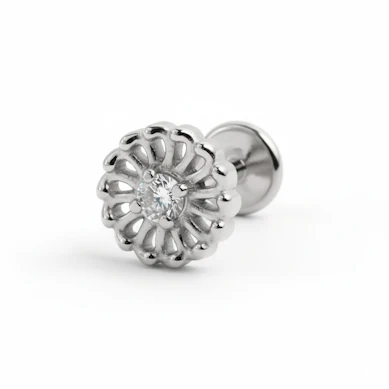 Labret in titanio con delicato fiore