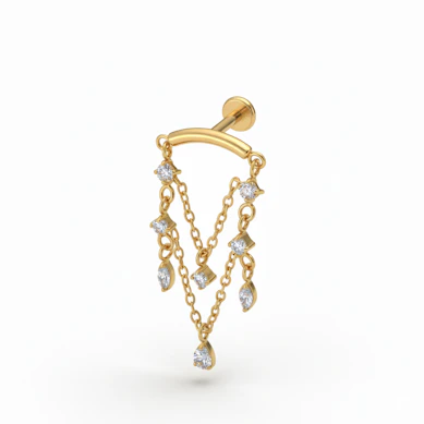 Labret in titanio con pendenti a chandelier