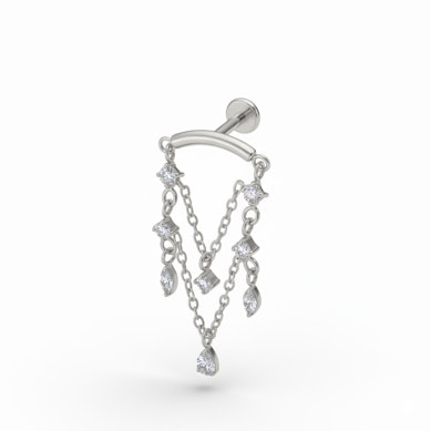 Labret in titanio con pendenti a chandelier