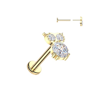 Labret in titanio con gufo di pietre