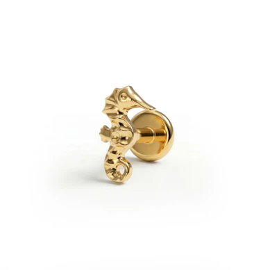 Labret in titanio con cavalluccio marino