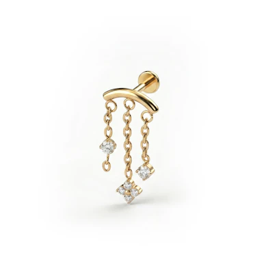 Labret in titanio con fiore e charm per helix nascosto