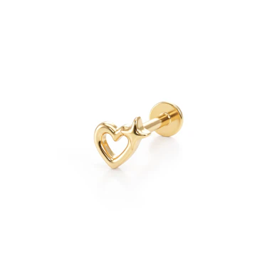 Labret in titanio con cuore vuoto e stella