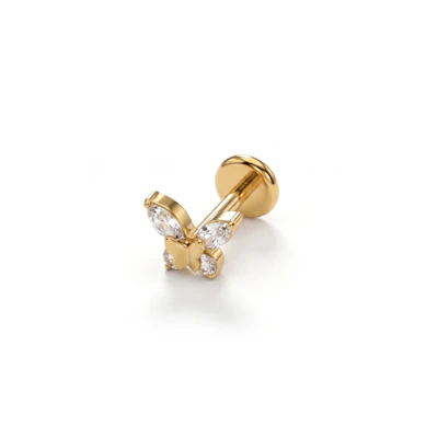 Labret in titanio con doppia farfalla