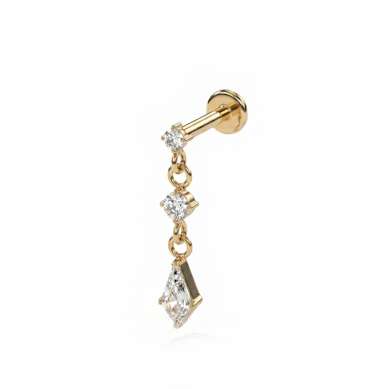 Labret in titanio con pietre a cascata