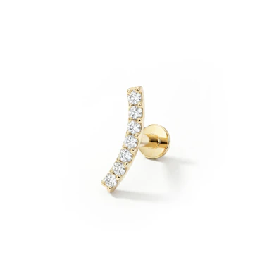Labret push-in in oro 14k con pietre incastonate ad arco