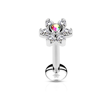 Labret con fiore e filettatura interna