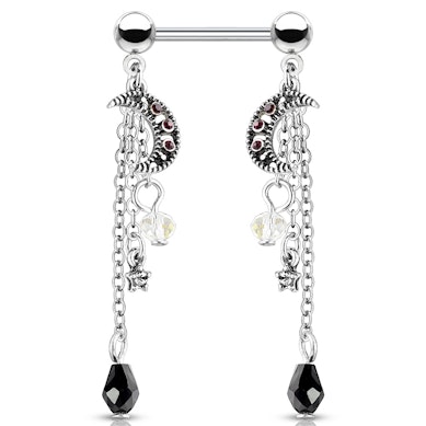 Piercing con ciondolo con stelle e lune