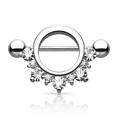 Piercing al capezzolo con arco di pietre
