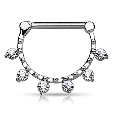 Clicker per capezzolo con sei pietre trasparenti