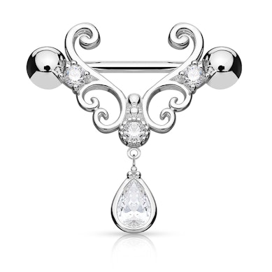 Scudo per capezzolo a forma di cuore con gemma