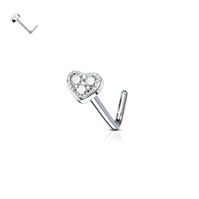 Piercing al naso con cuore e tre pietre