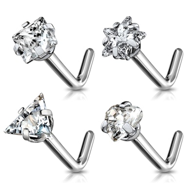 Piercing al naso in titanio con diversi disegni in pietra