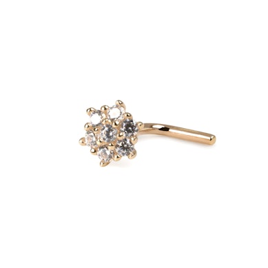 Piercing al naso in oro 14K con fiore tempestato di pietre