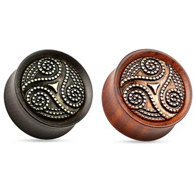 Plug di legno con fantasia tribale a punti