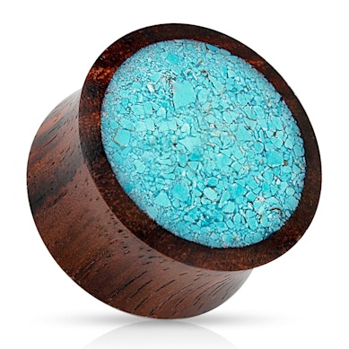 Plug di legno con pietra turquoise frantumata