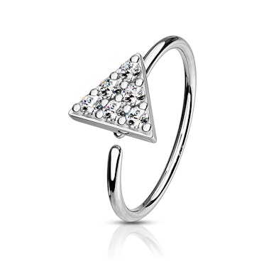 Anello con triangolo tempestato di pietre